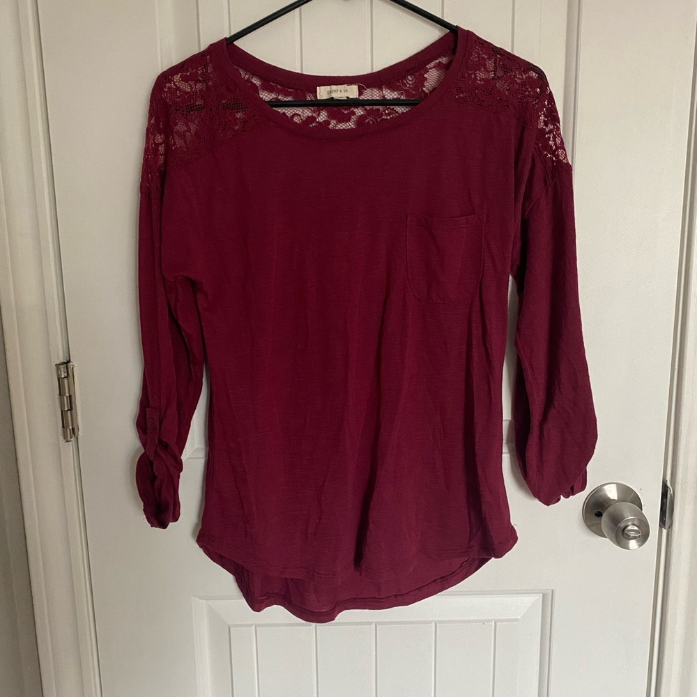 Red Lace Back Shirt